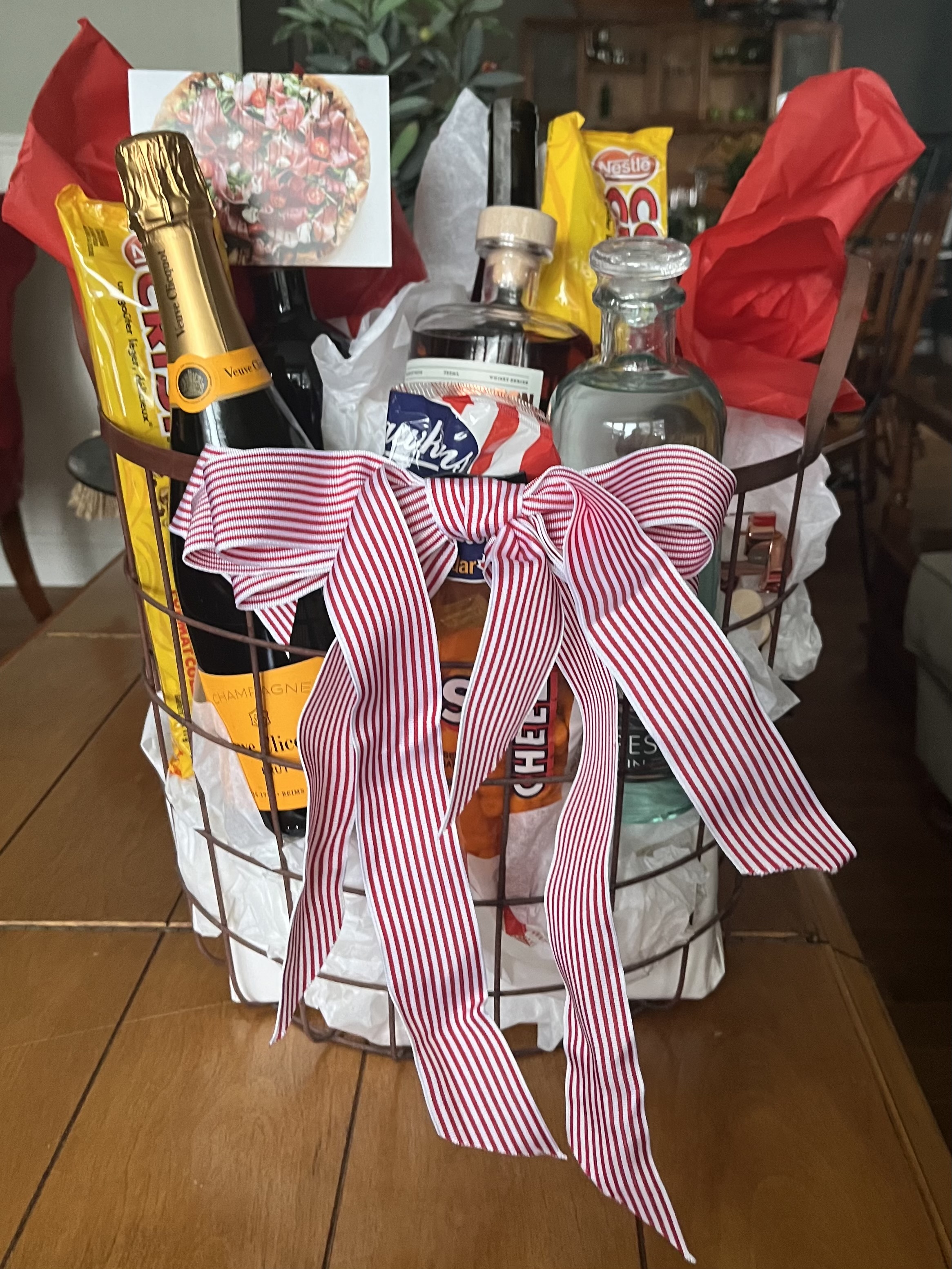 Basket of Canadian Wine and Spirits and Snacks