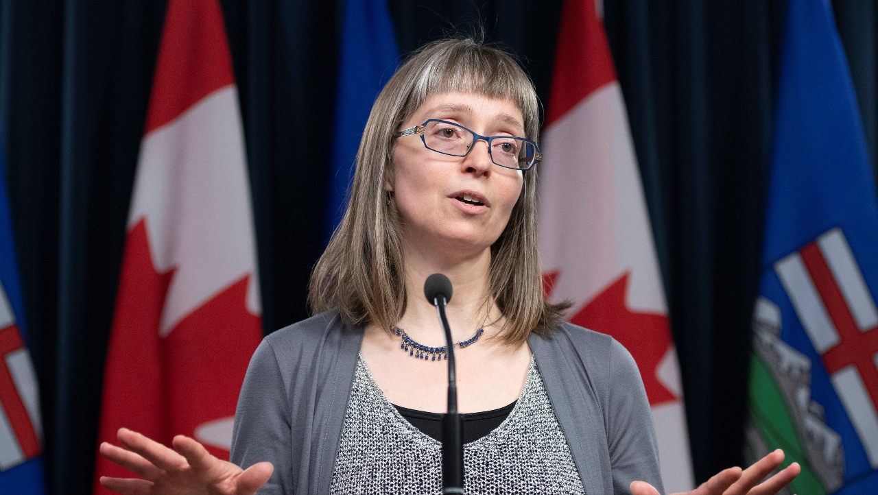 Deena Hinshaw has earned wide praise-and celebrity status-for her calm, reassuring tone in her daily media briefings. (Photo: Government of Alberta)