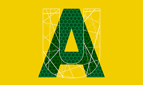 Digital UA design on a gold background.