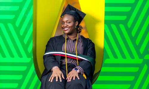 Stephanie Ejezie wearing her graduation apparel.