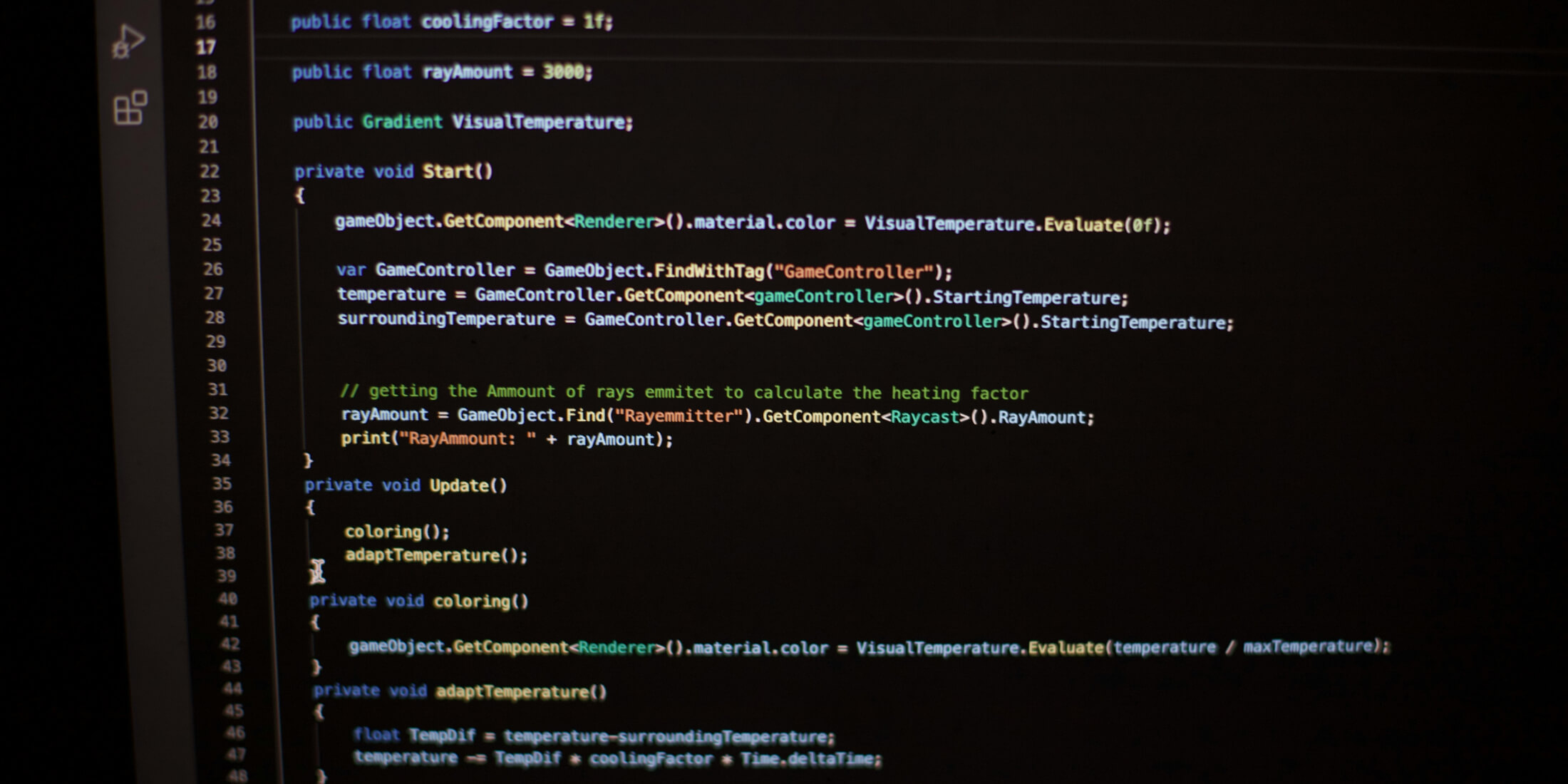 code showing on a monitor