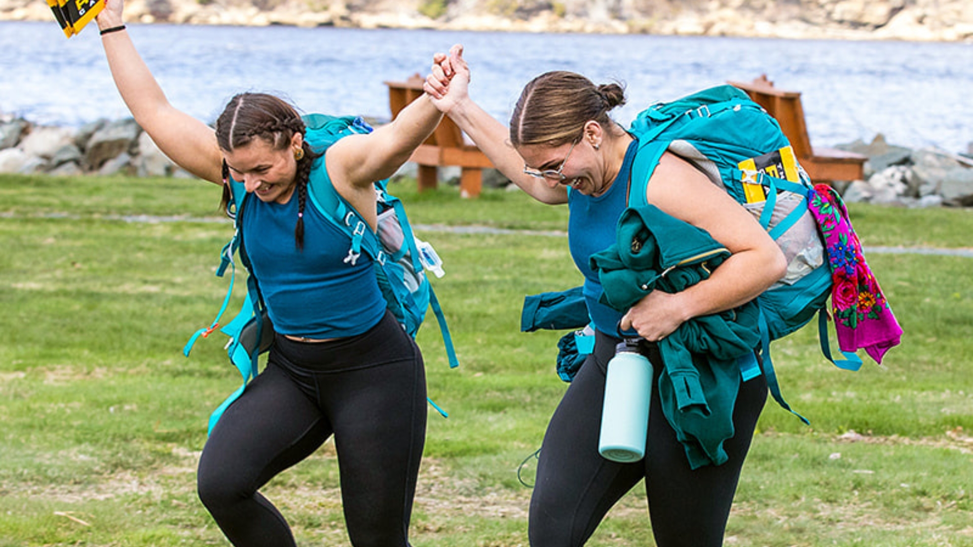 The winners of Amazing Race Canada, celebrating their victory