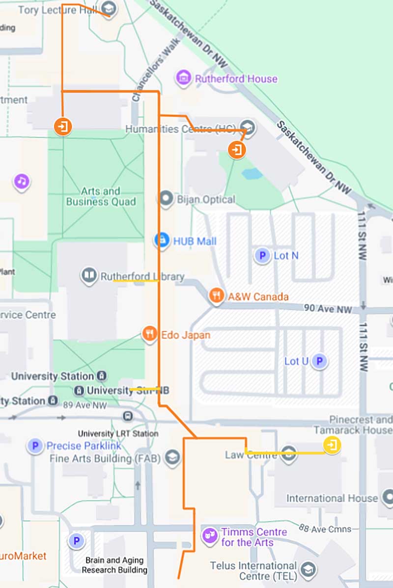 Interior access route from Biological Sciences to University Commons