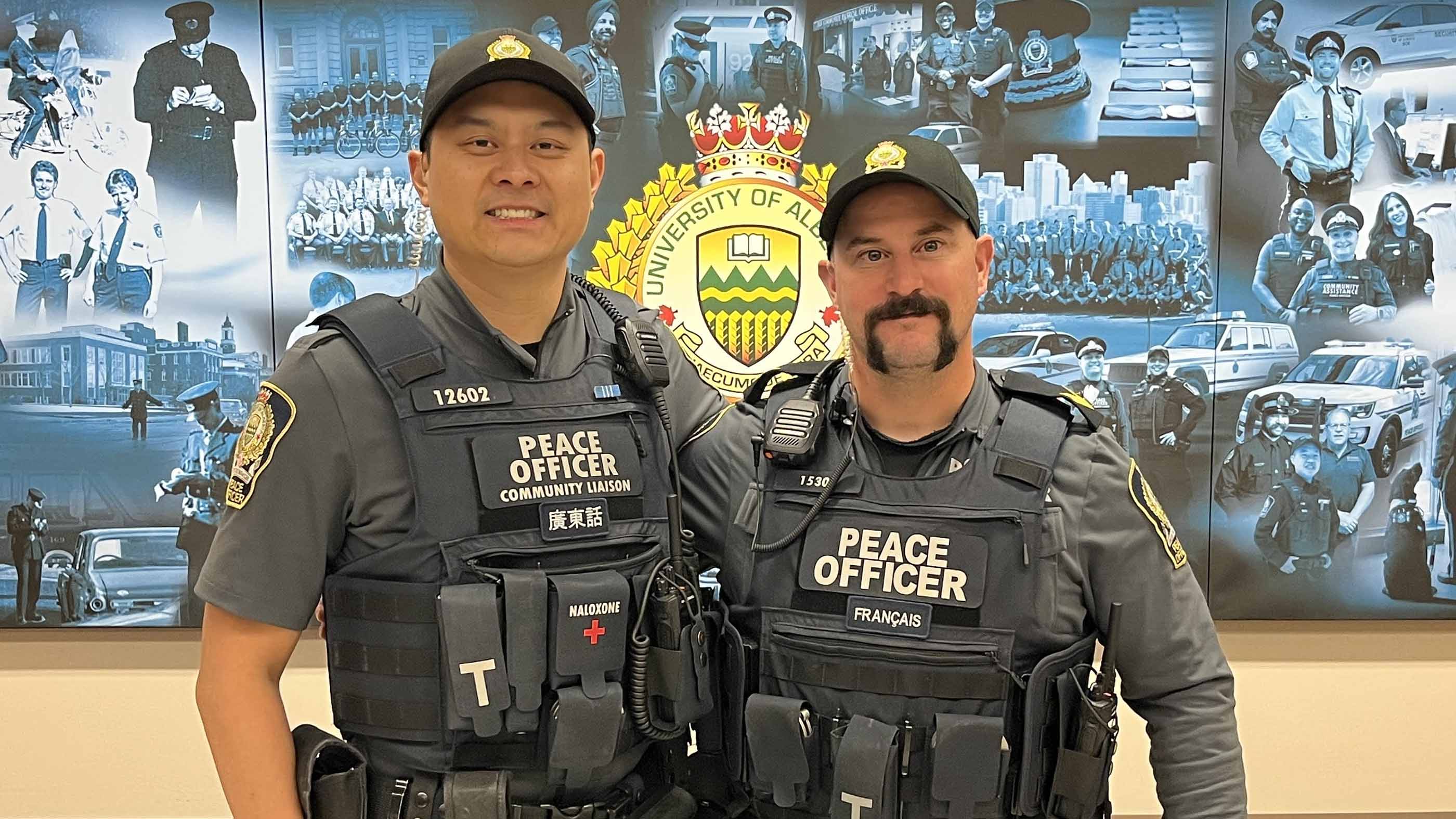 Community Liaison Peace Officer Chan (left) who speaks Cantonese and Peace Officer OAKES (right) who speaks French.