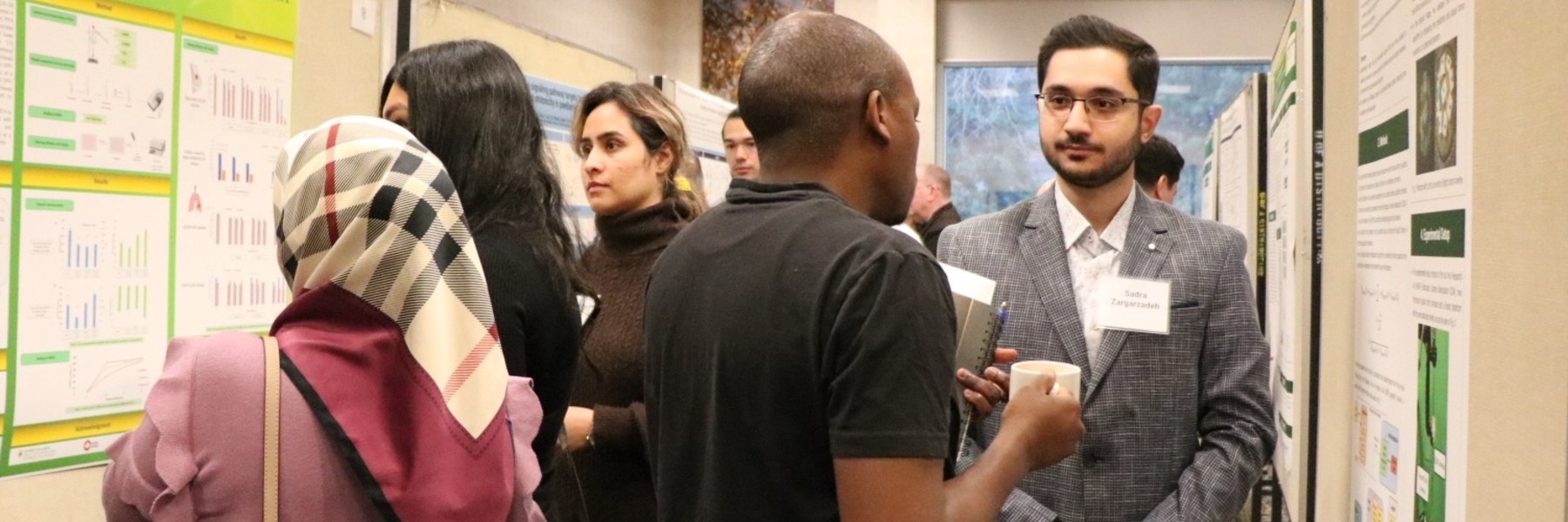 People mingling at a trade show