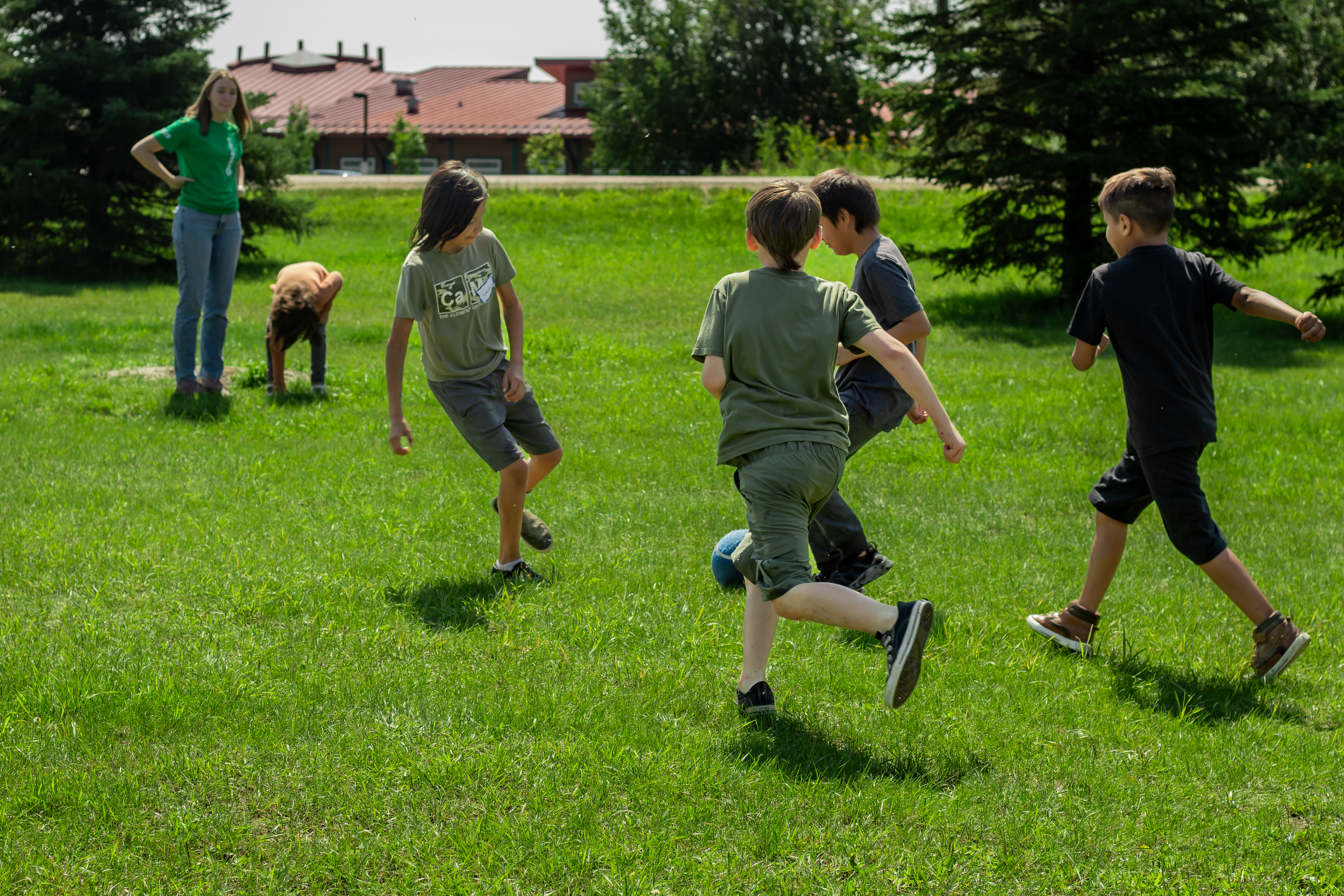 Child working with a robot