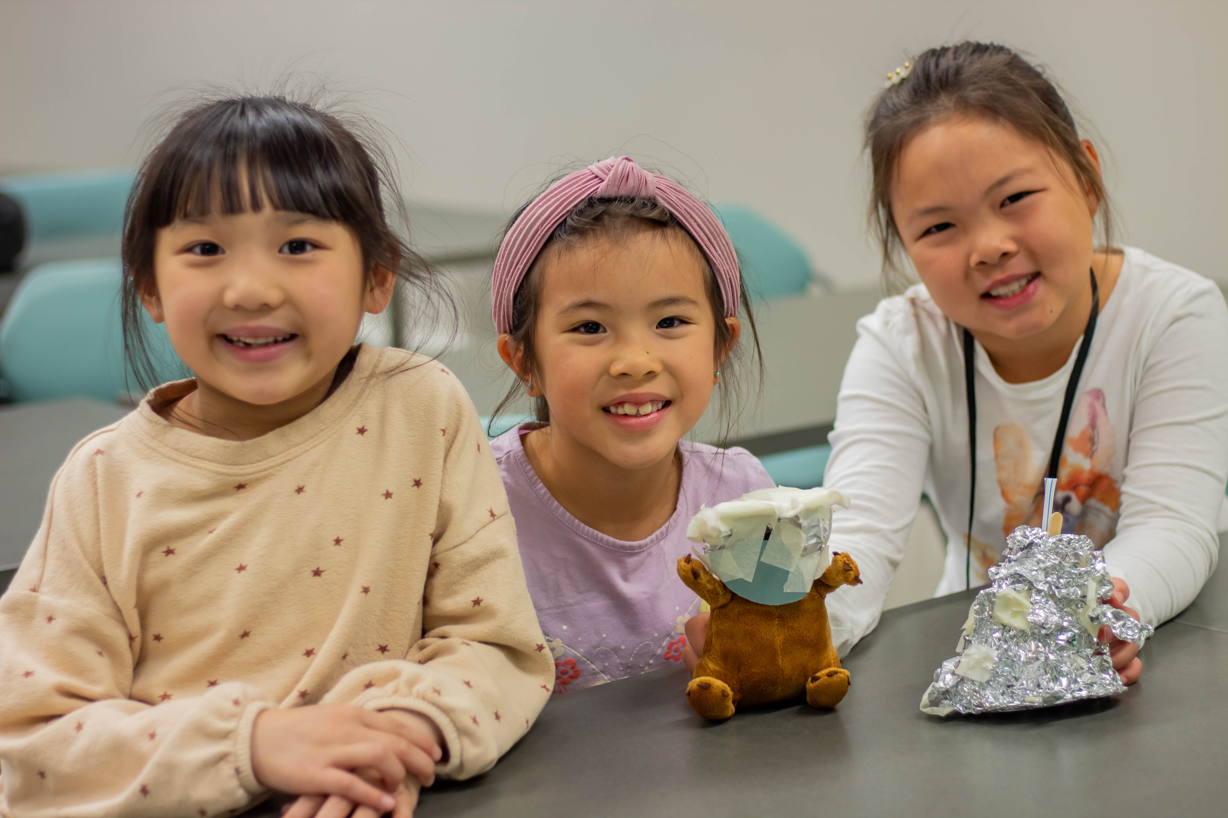 Child working with a robot