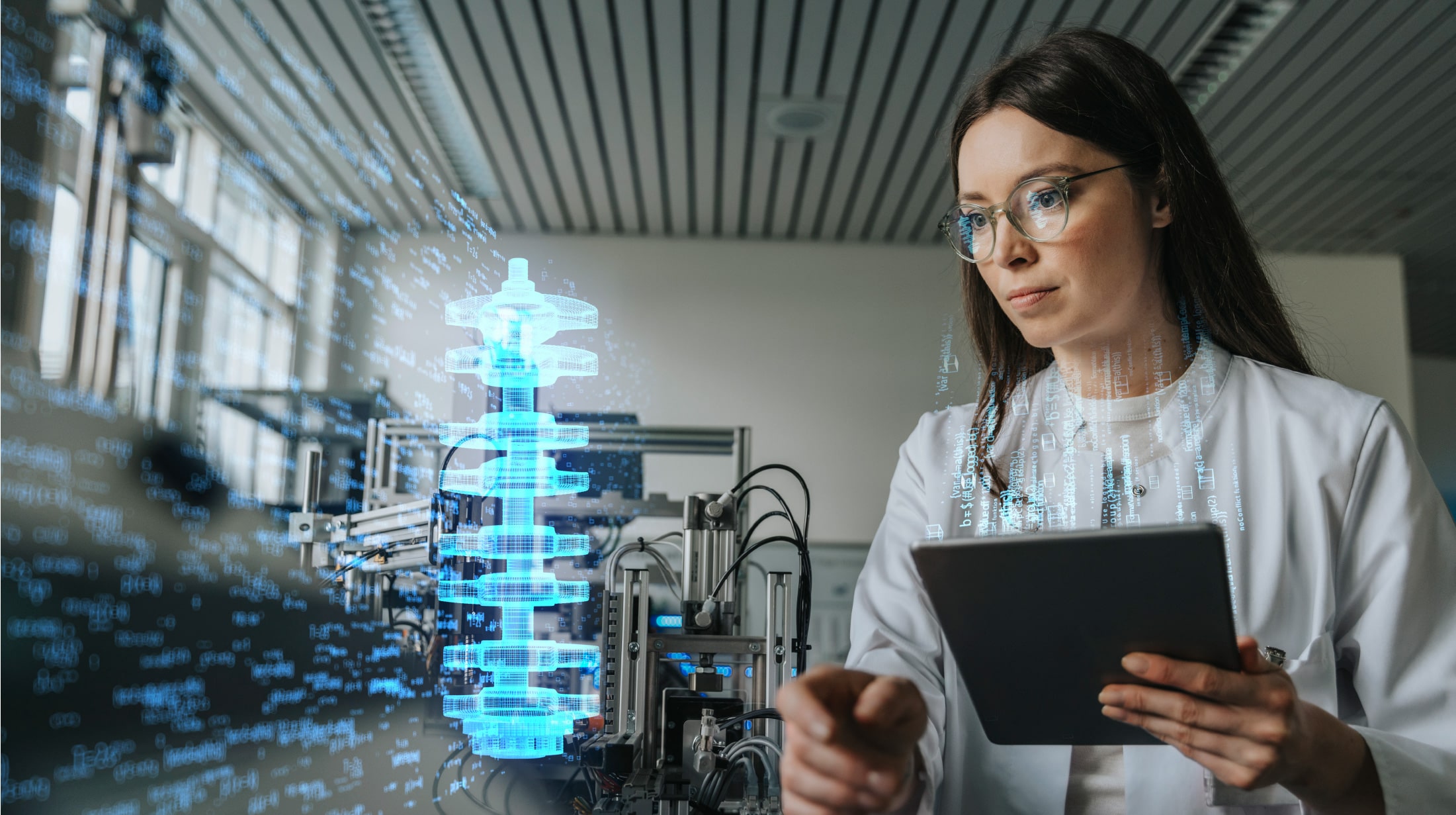 Woman looking at a halogram