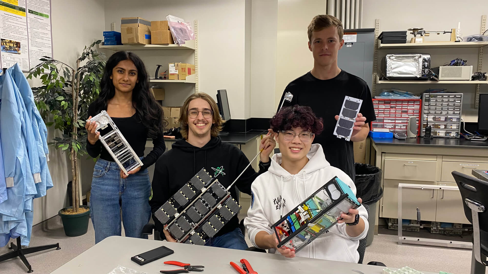 Priya Manavalan alongside fellow students from the AlbertaSat Student Project Group