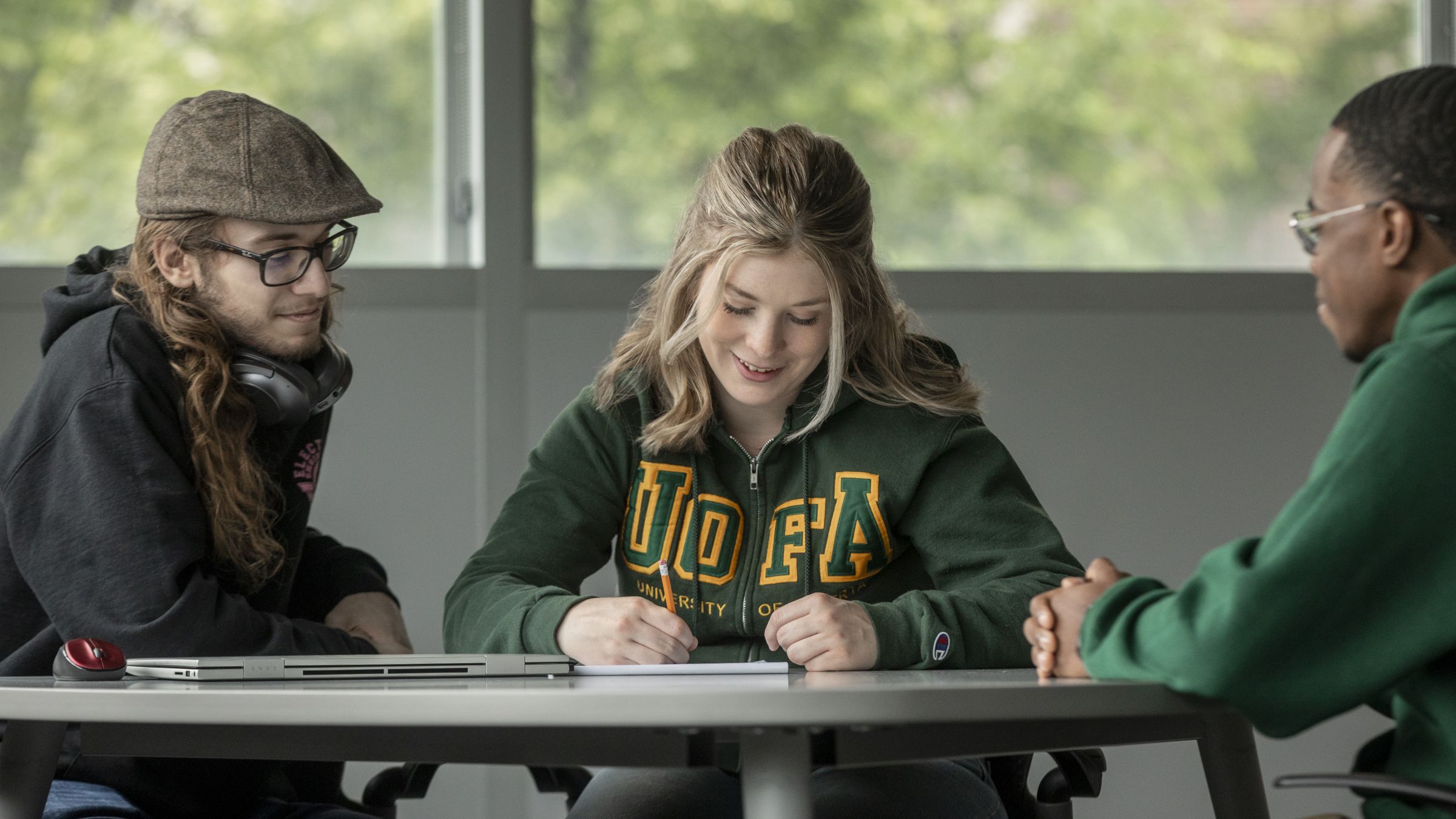 Group of students studying at a table
