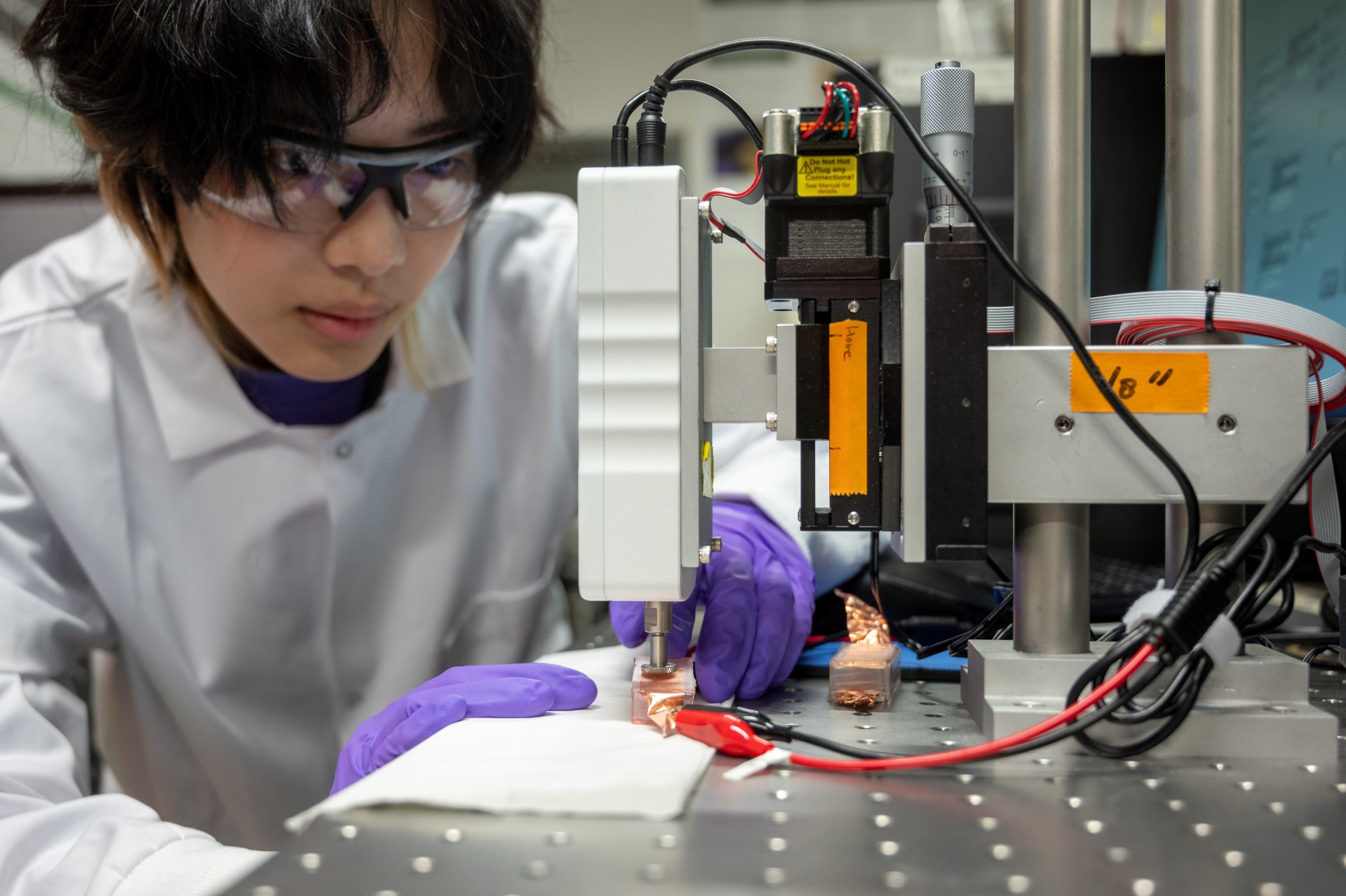 Student using a machine