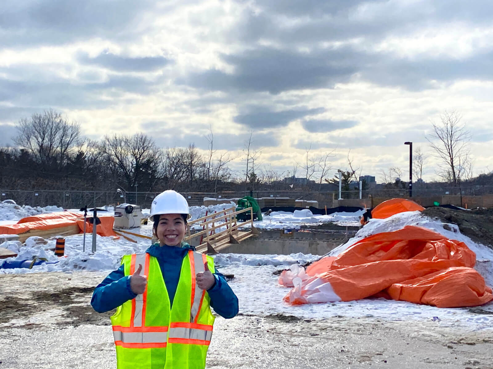 Engineering co-op student at job site