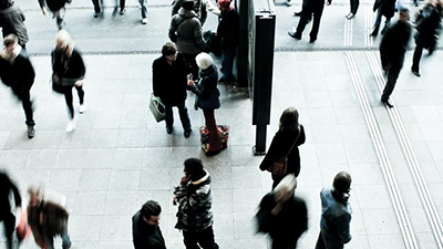 people outside on sidewalk