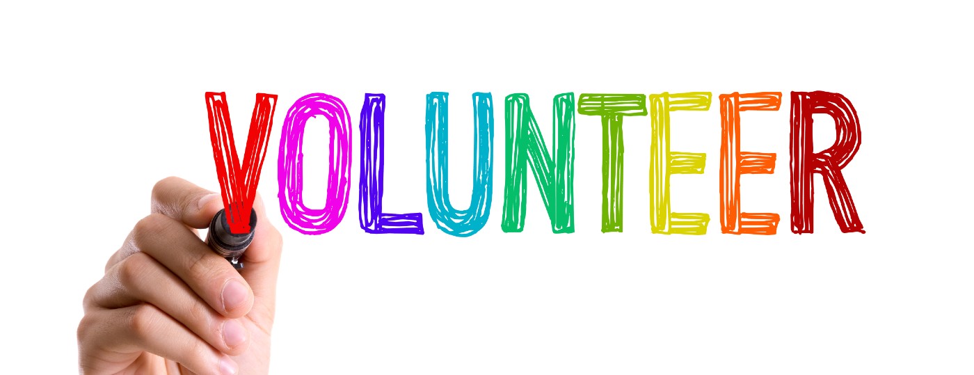 Word Volunteer with hand