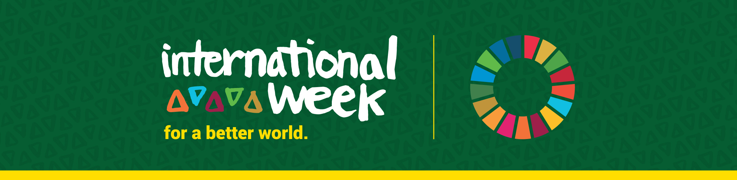 International Week banner green with multicoloured circle