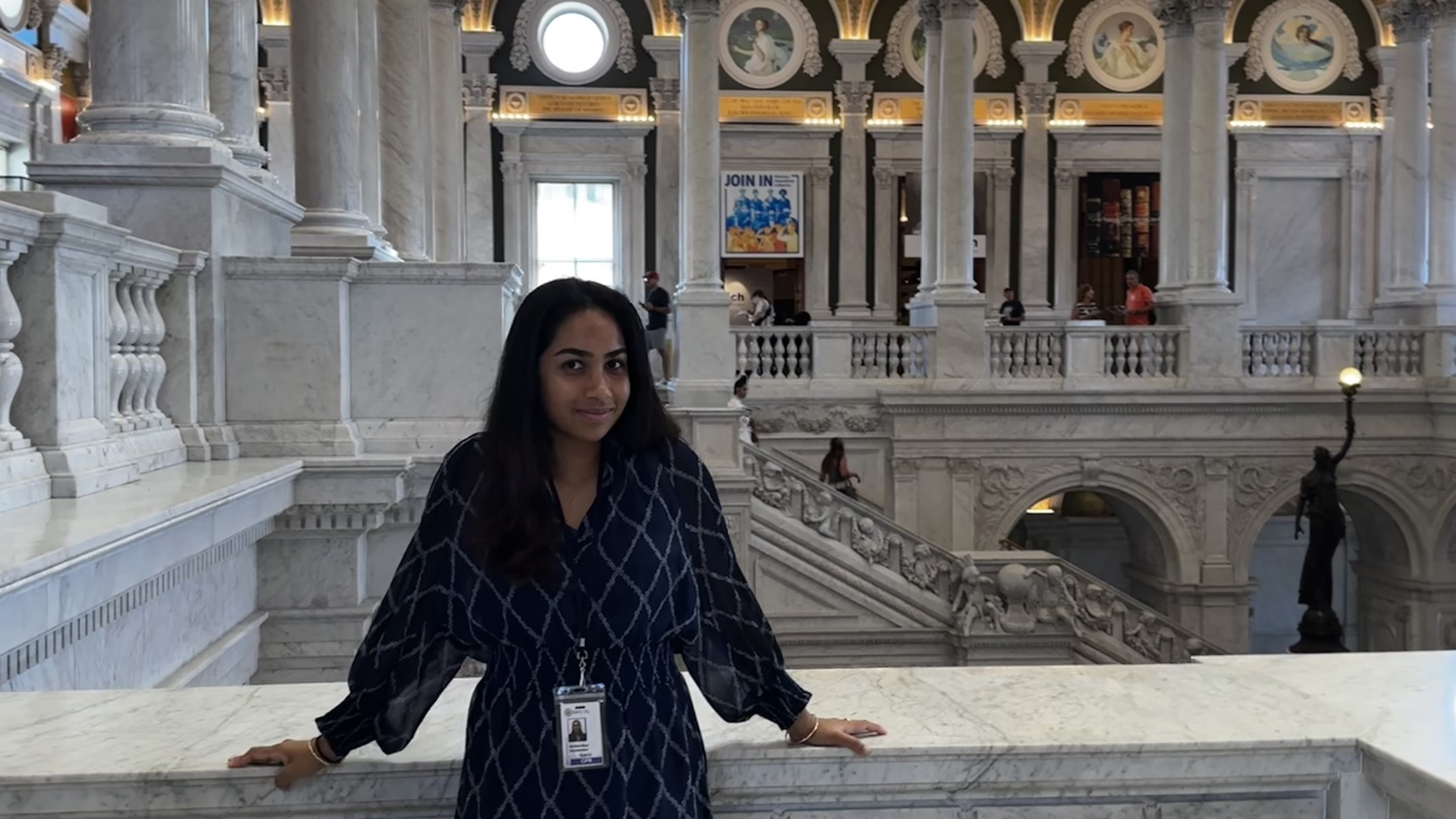Vaishnavi at the Library of Congress in Washington D.C for a conference
