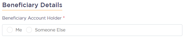 Screenshot of beneficiary selection