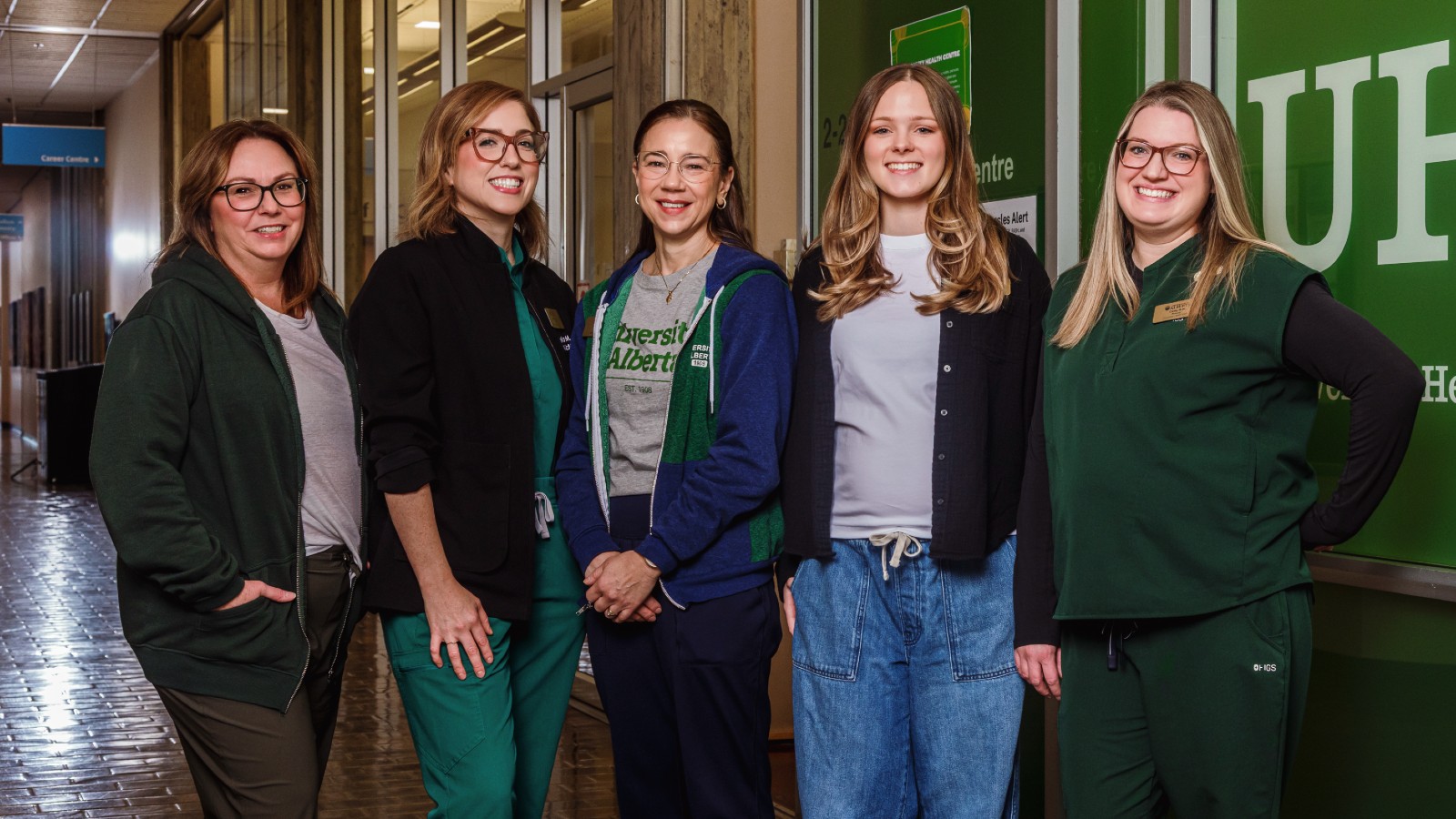 Nursing team five women nurses