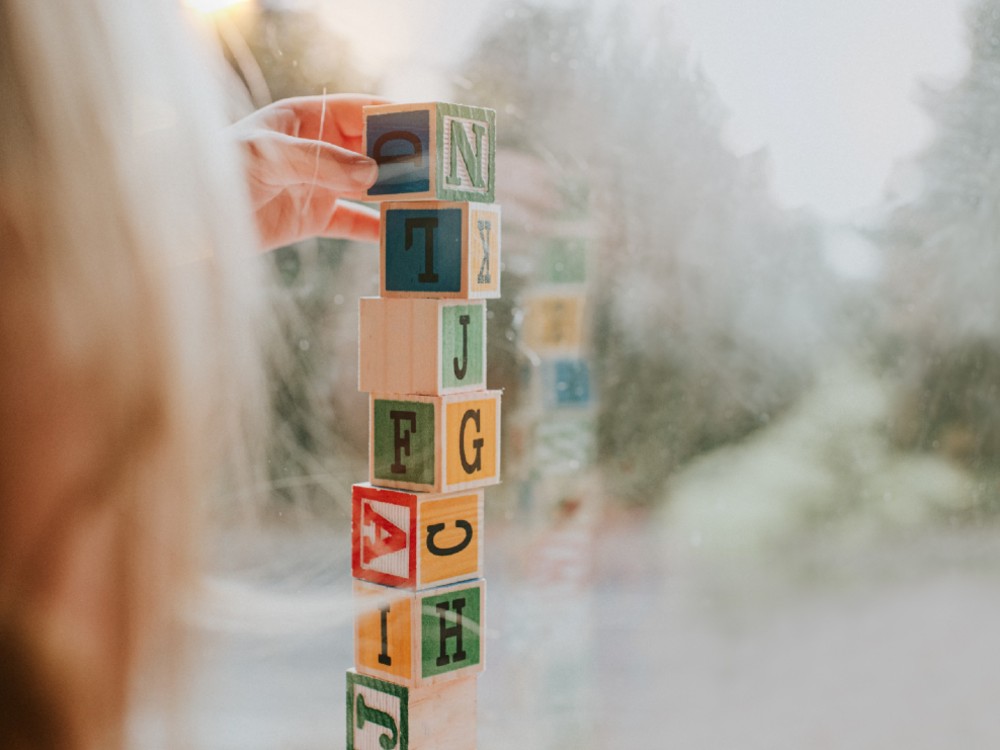 Child playing with blocks