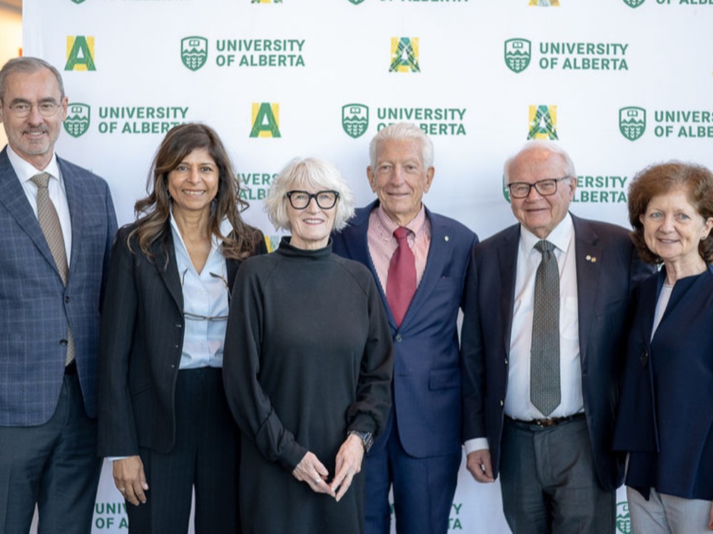 President Bill Flanagan, Narmin Kassam, Chancellor Peggy Garritty, Paul Armstrong, Lorne Tyrrell and Brenda Hemmelgarn