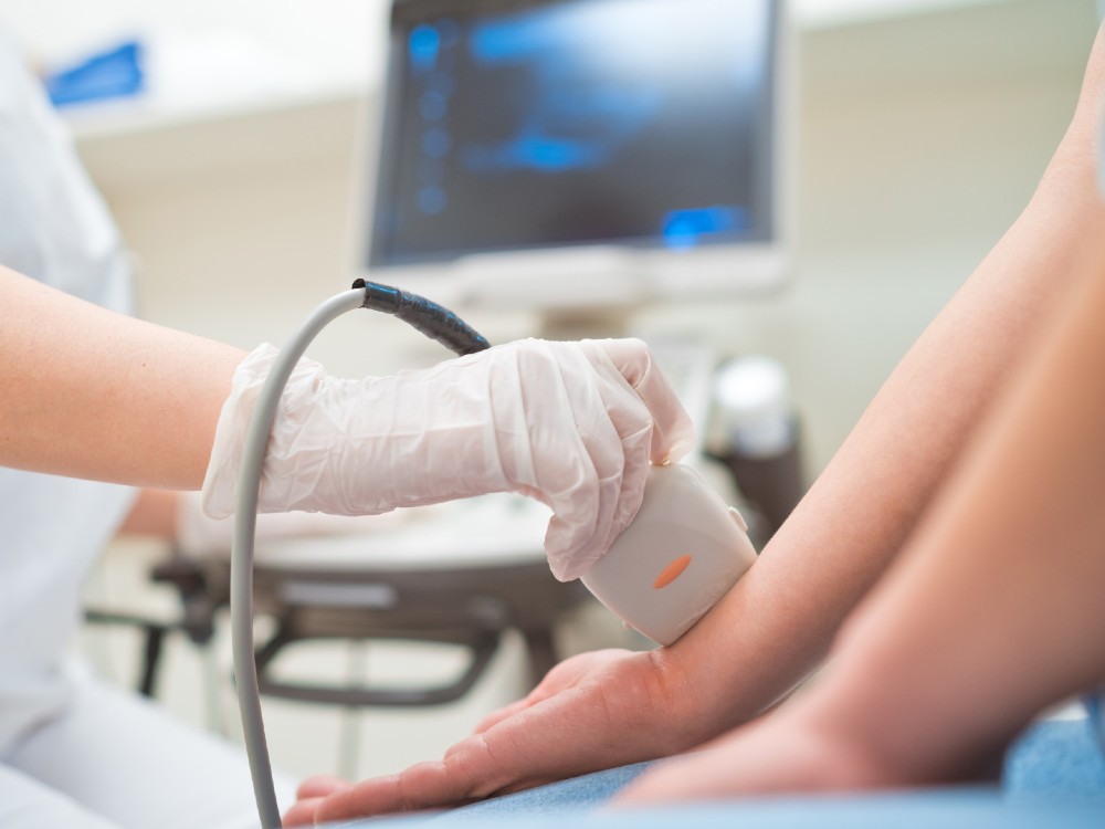 Person getting an ultrasound on wrist