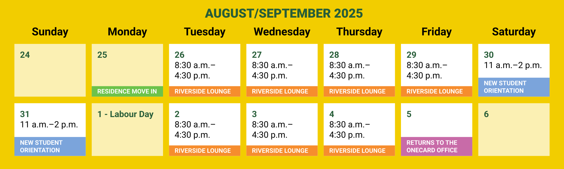 ONEcard distribution calendar