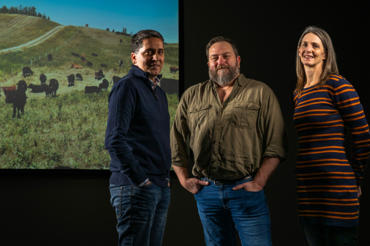 The Climate Action Through Grazing (CAT-G). From left to right: Majid Iravani, James Cahill and Carolyn Fitzsimmons.