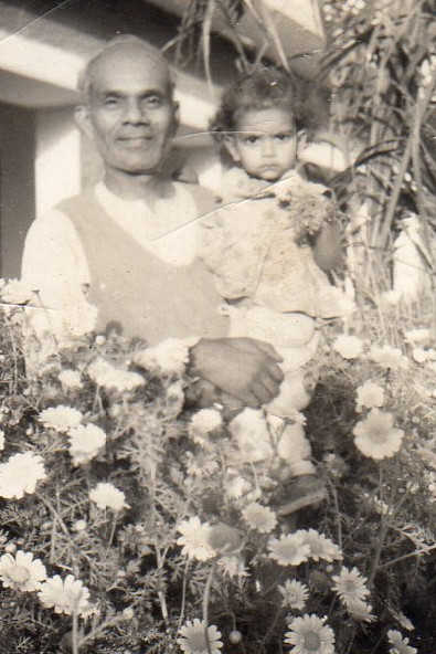 Rekha Kulshreshtha and her grandfather Sanatan Swaroop Kulshreshtha, pictured in Uttarakhand, India in 1966.